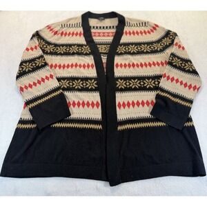 Talbots Open Cardigan Womens 3XP Wool Blend Mohair Diamond Western Teacher